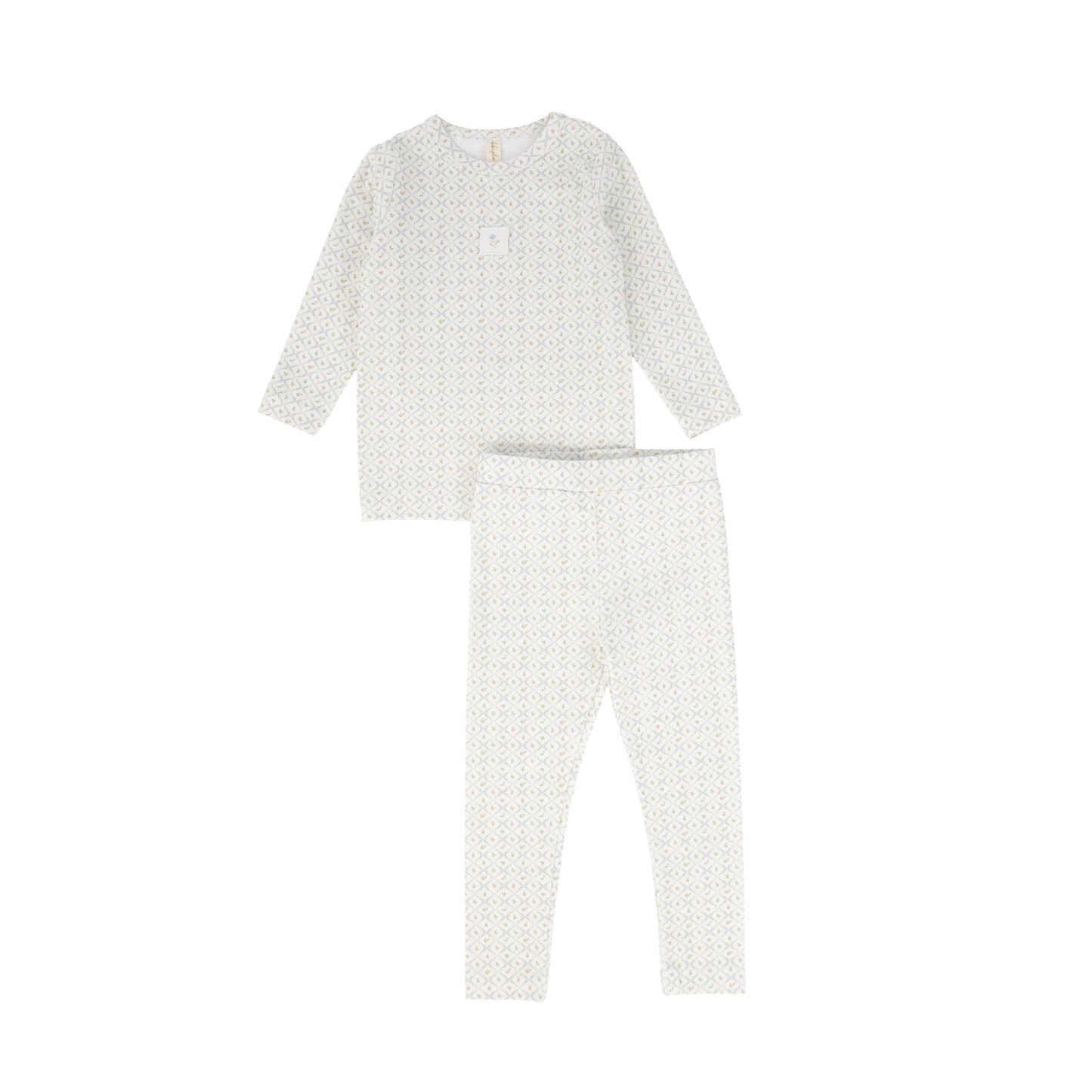 BEBE JOLEE LIGHT BLUE FLORAL LATTICE PAJAMAS