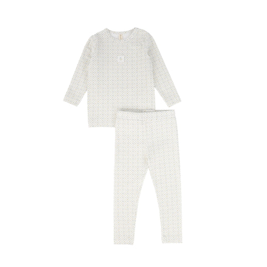 BEBE JOLEE LIGHT BLUE FLORAL LATTICE PAJAMAS