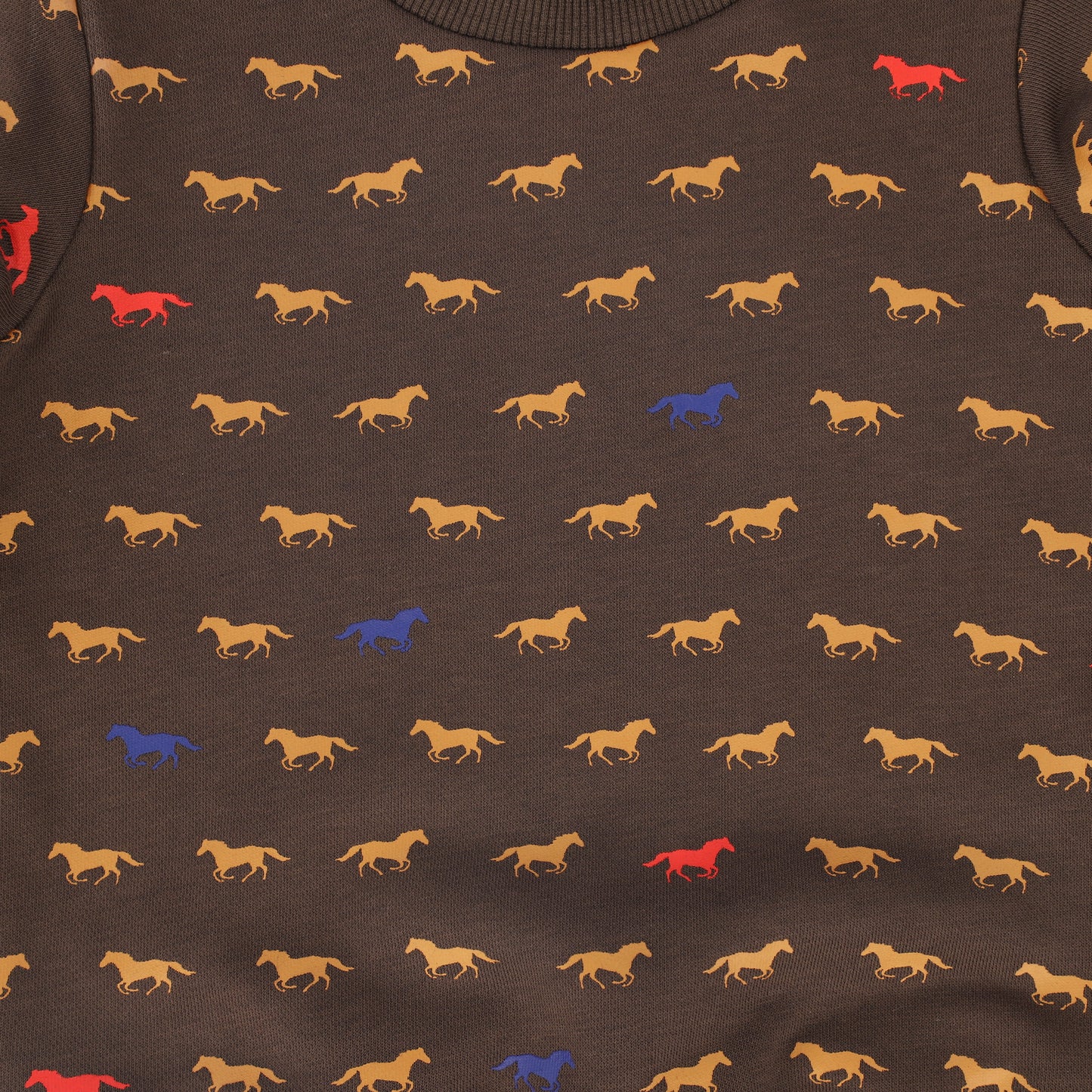 BACE COLLECTION BROWN/BLUE HORSE PRINT SWEATSHIRT SET