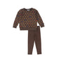 BACE COLLECTION BROWN/BLUE HORSE PRINT SWEATSHIRT SET
