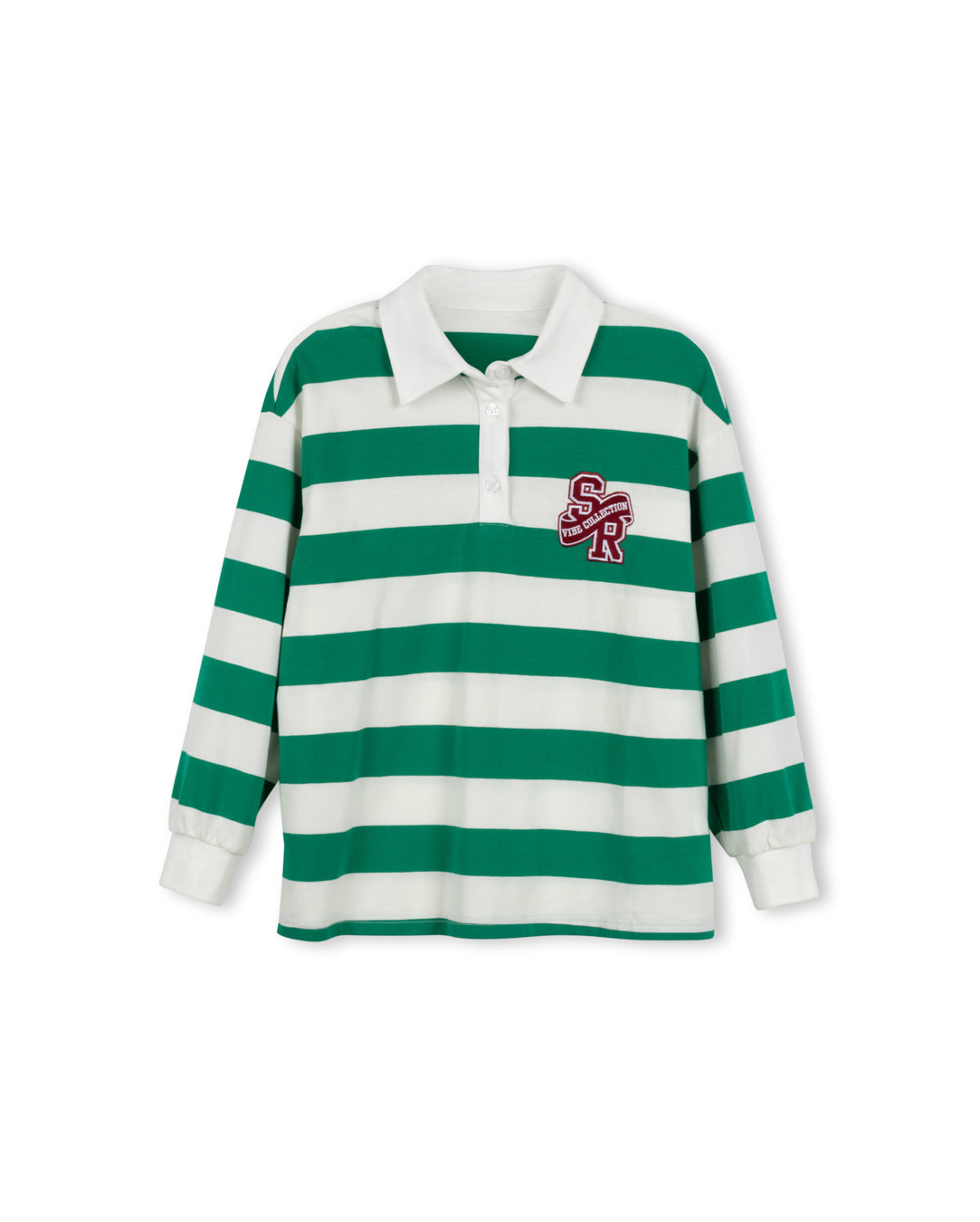 VIBE GREEN STRIPE CROP OFF SHOULDER T-SHIRT