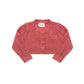 LOOMS BERRY EMBROIDERED TRIM CABLE KNIT CARDIGAN