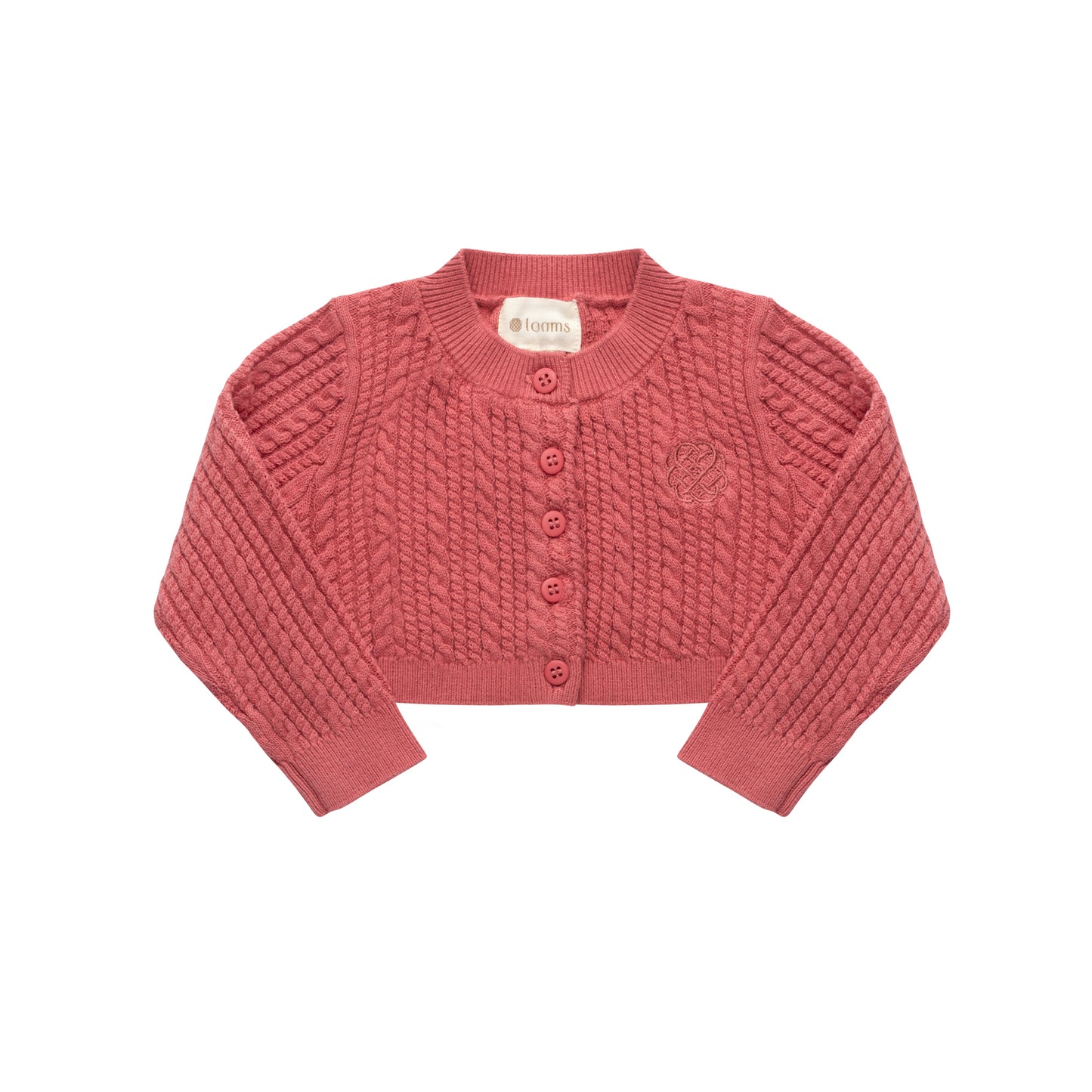 LOOMS BERRY EMBROIDERED TRIM CABLE KNIT CARDIGAN