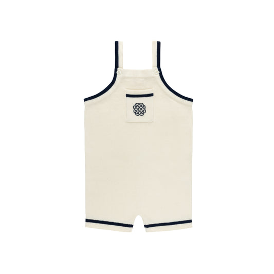 LOOMS IVORY/NAVY MESH KNIT ROMPER