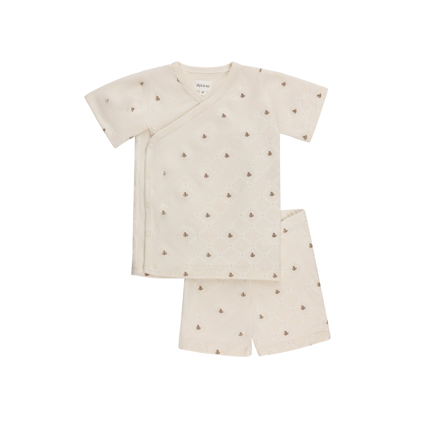 ELY'S & CO IVORY LEAF PRINT PAJAMA SET