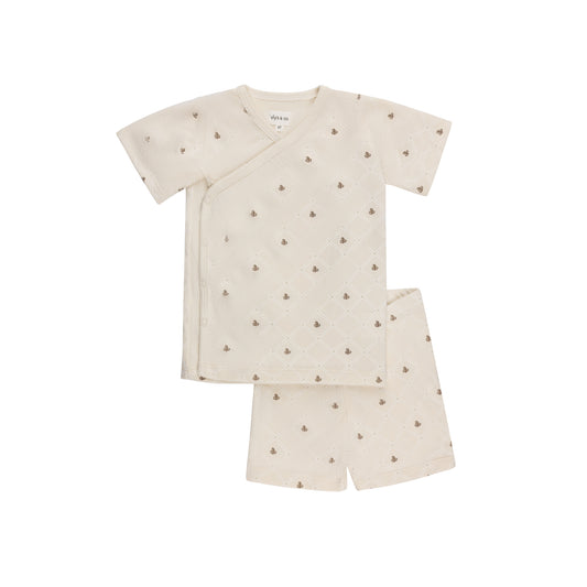 ELY'S & CO IVORY LEAF PRINT PAJAMA SET