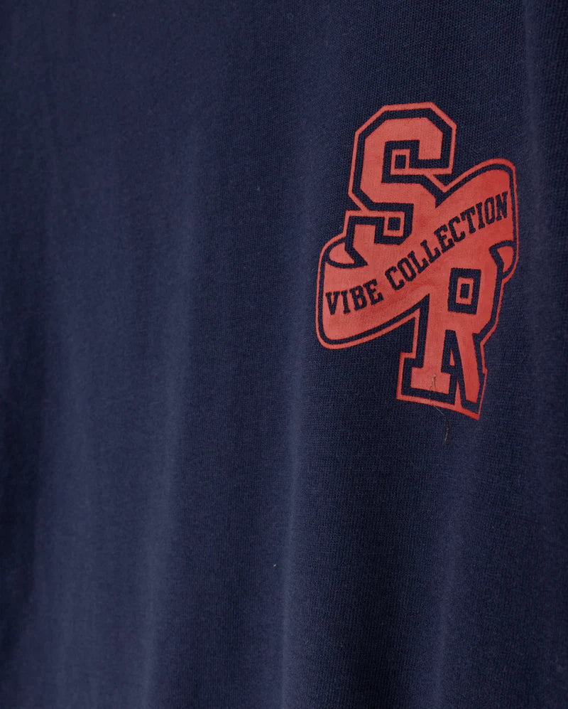 VIBE NAVY BOXY CREW NECK T-SHIRT