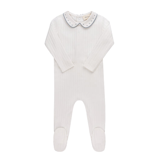 LOOMS IVORY WAVE POINTELLE COLLAR FOOTIE