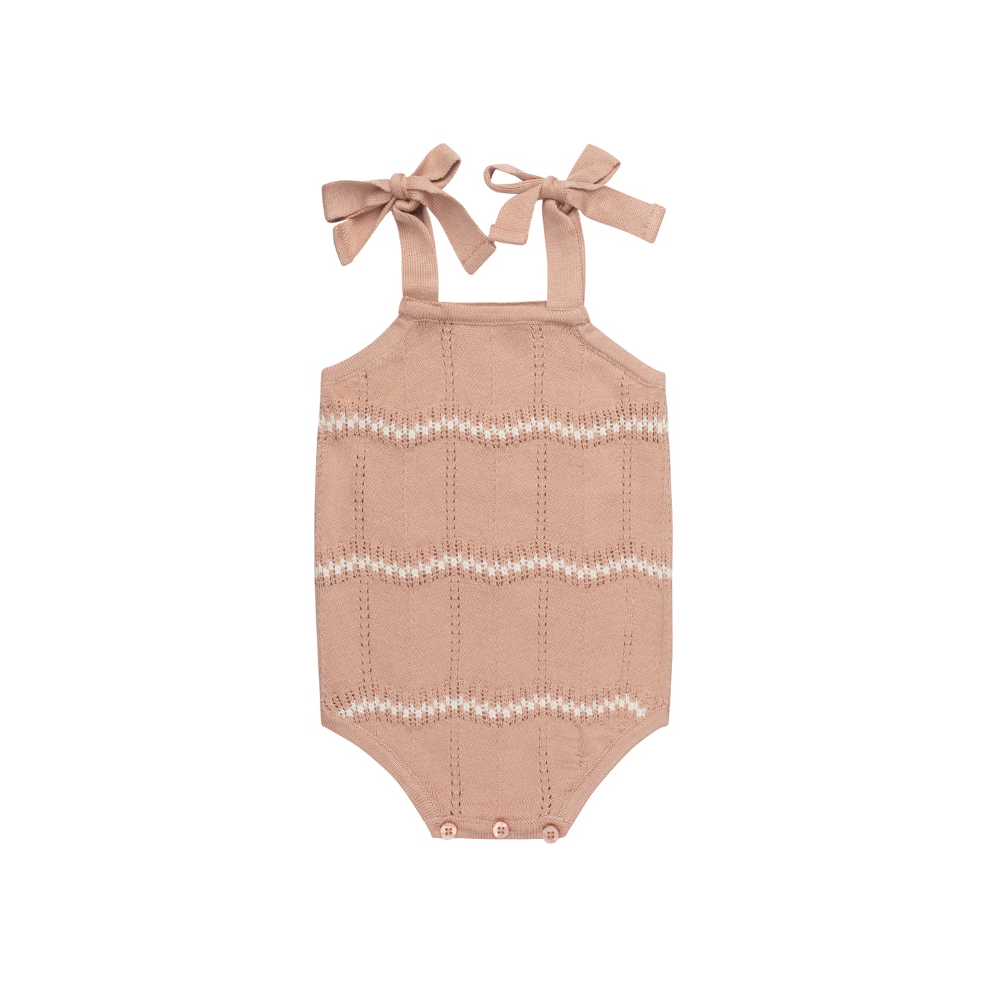 LOOMS PINK/IVORY WAVE KNIT ROMPER