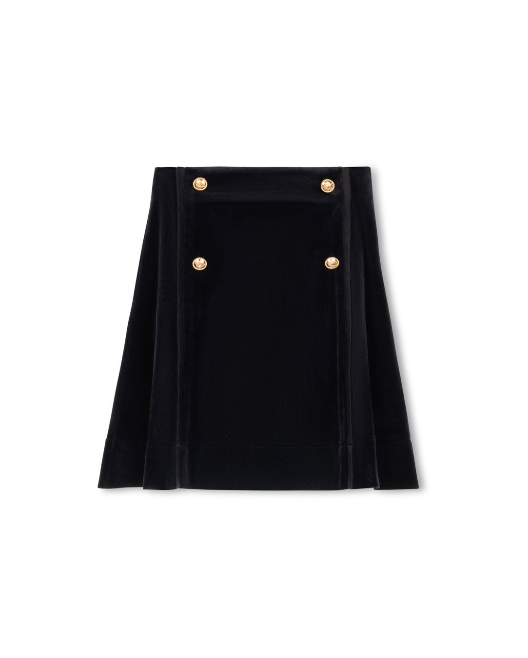 ONE CHILD BLACK VELOUR BUTTON SKIRT