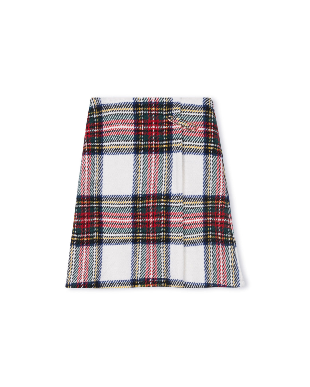 PAPILLON IVORY/RED PLAID WRAP SKIRT