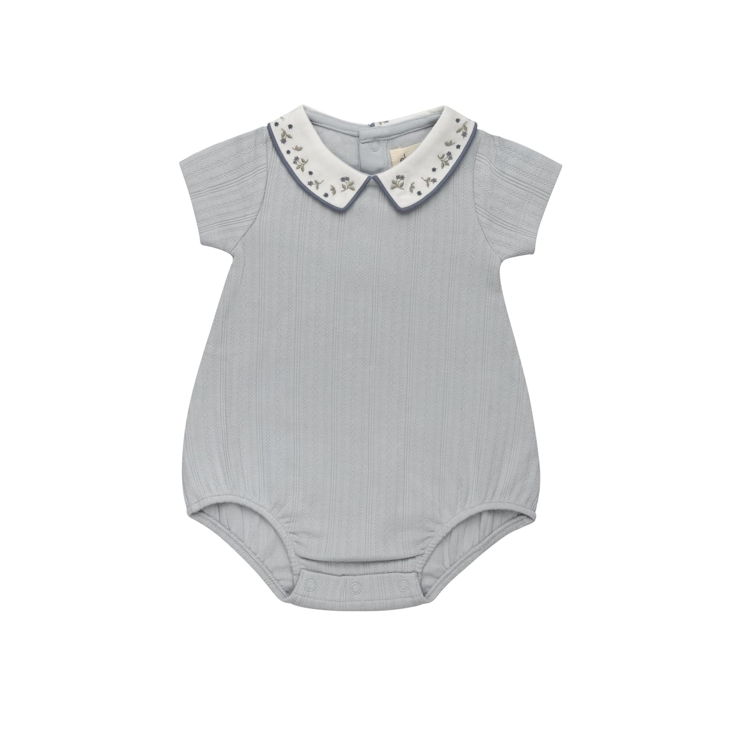 ELYS & CO BLUE FLORAL EMBROIDERED ROMPER