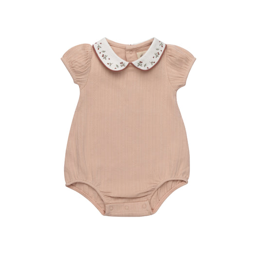 ELYS & CO PINK FLORAL EMBROIDERED ROMPER