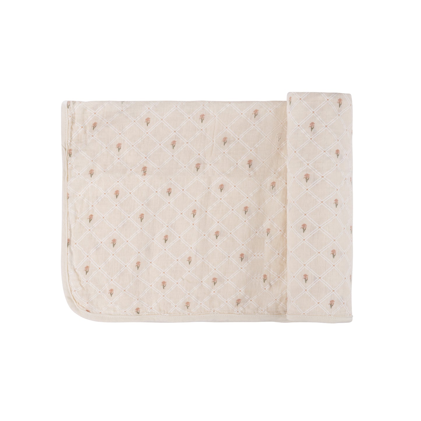 ELY'S & CO IVORY FLORAL PRINT SWADDLE