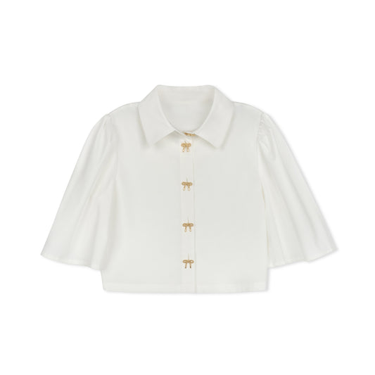 DAINTTI COLLECTION IVORY/GOLD BOW BLOUSE