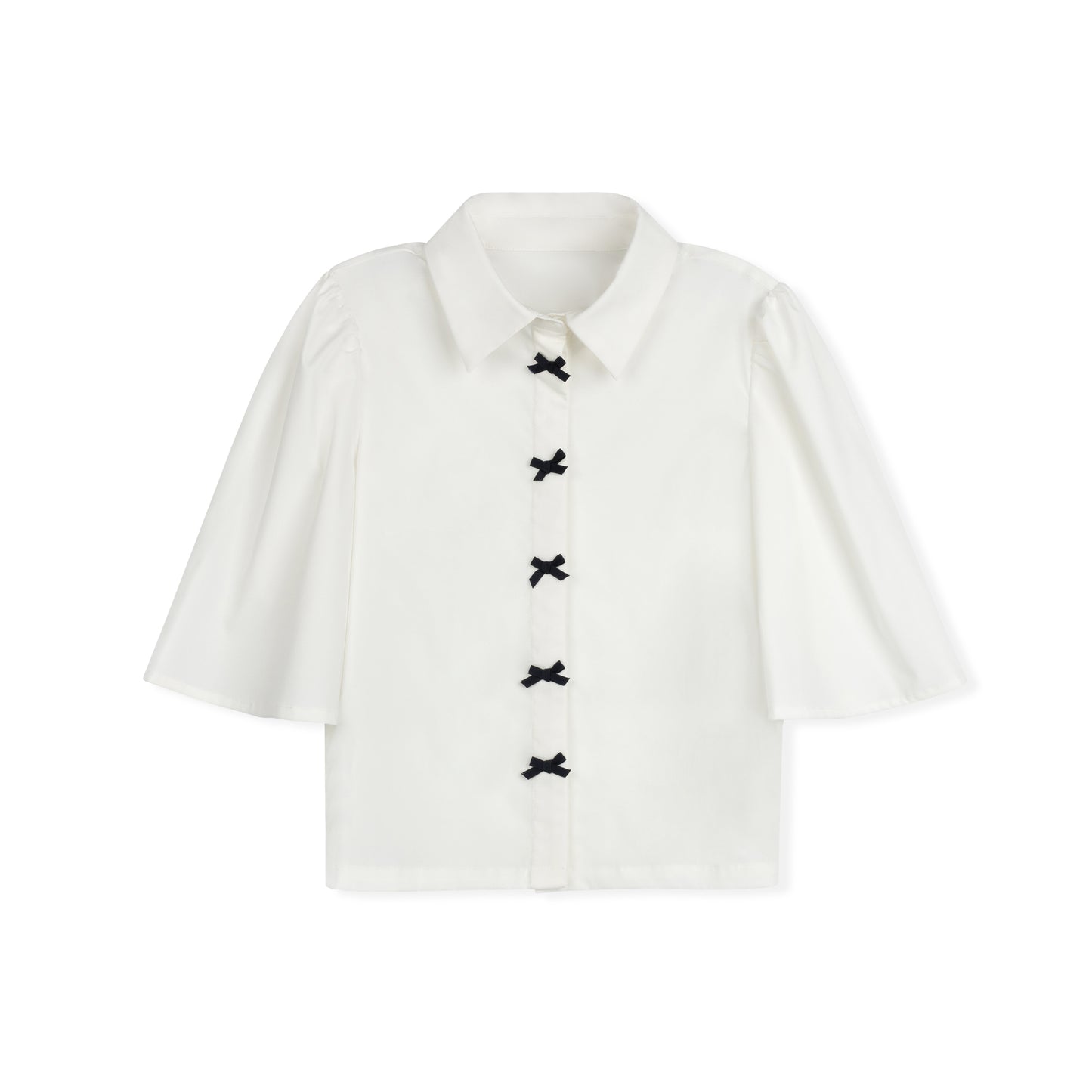 DAINTTI COLLECTION IVORY/NAVY BOW BLOUSE