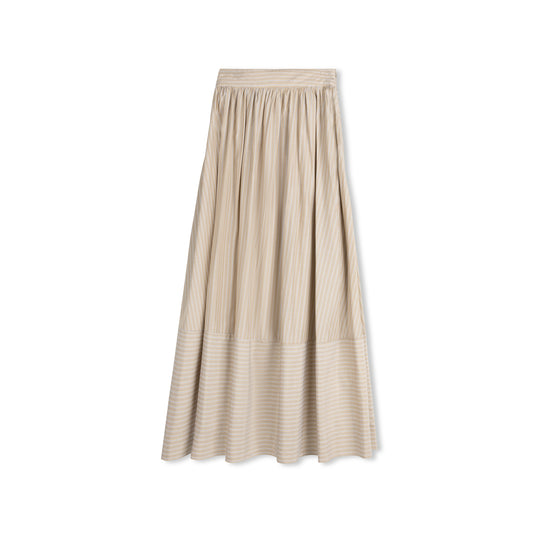 DAINTTI COLLECTION TAN STRIPE MIDI SKIRT [FINAL SALE]