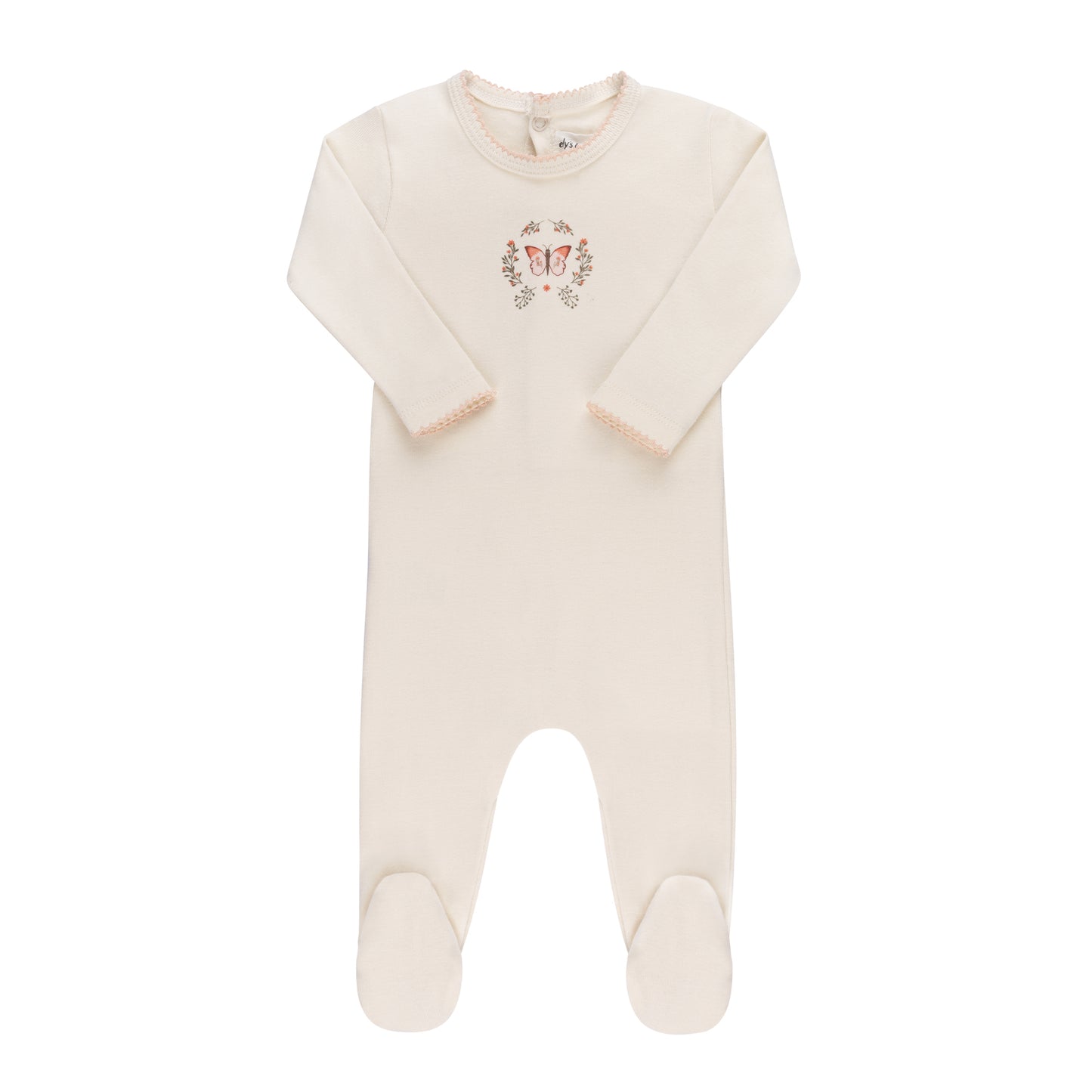 ELY'S & CO IVORY/PINK GARDEN CENTER FOOTIE