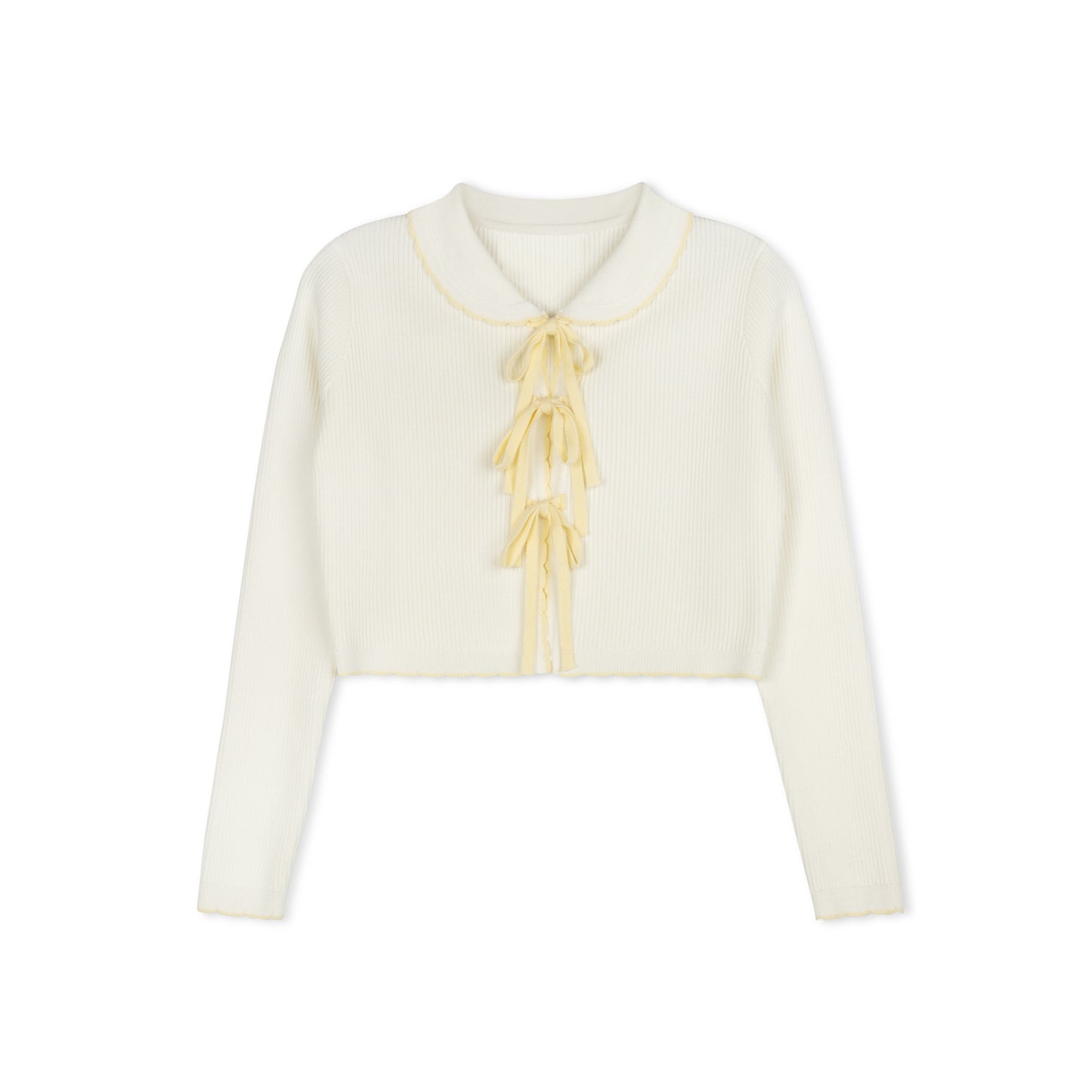 VELVETTE LABEL YELLOW BOW TIE CARDIGAN