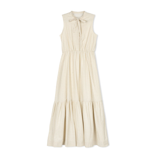 DAINTTI COLLECTION TAN STRIPED FLORAL DRESS