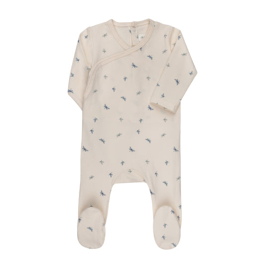 AURORA IVORY/BLUE DRAGONFLY  FOOTIE + BEANIE