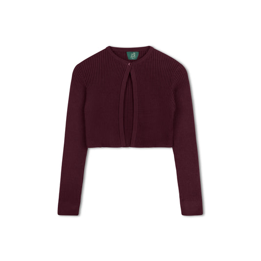 VARSITY 2.0 BURGUNDY RIB KNIT CARDIGAN