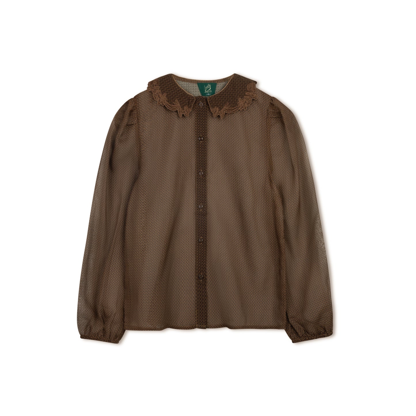 VARSITY 2.0 BROWN GAUZE CHECK BLOUSE