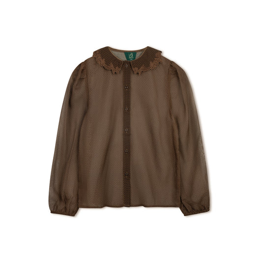 VARSITY 2.0 BROWN GAUZE CHECK BLOUSE