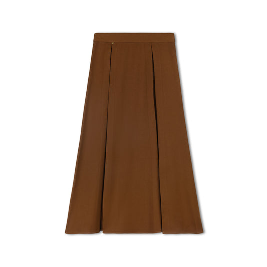VARSITY 2.0 BROWN PLEAT FRONT SKIRT