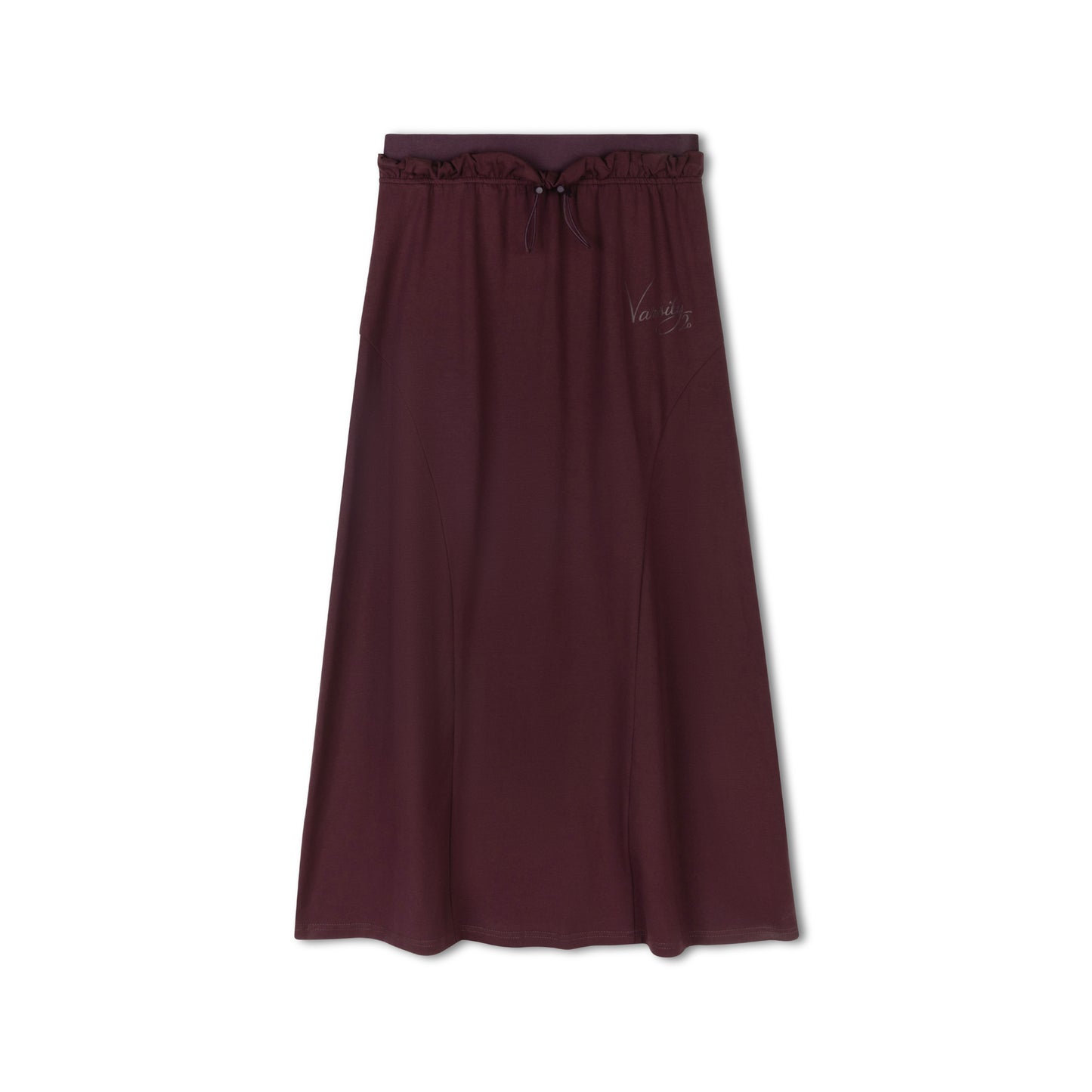 VARSITY 2.0 BURGUNDY COTTON MAXI SKIRT