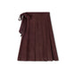 VARSITY 2.0 BURGUNDY SUEDE WRAP SKIRT