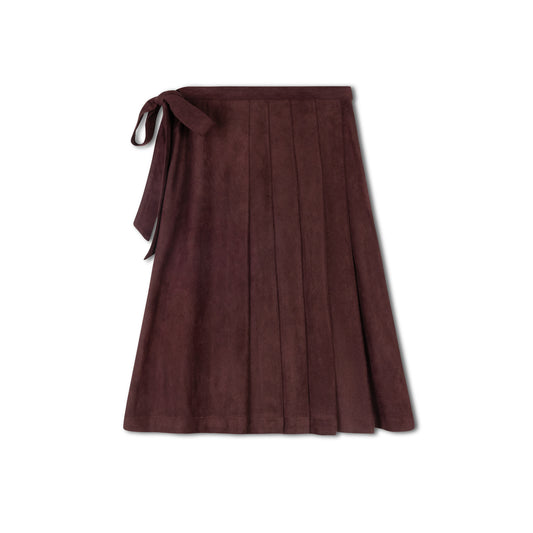 VARSITY 2.0 BURGUNDY SUEDE WRAP SKIRT