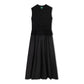 VARSITY 2.0 BLACK KNIT TAFFETA DRESS