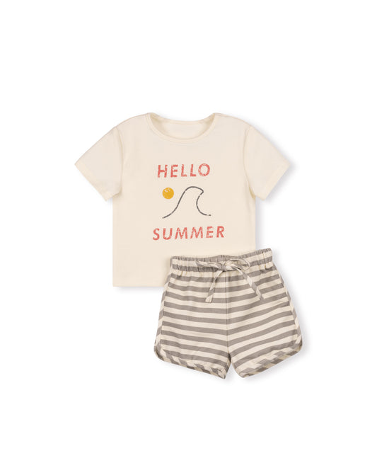 PHIL AND PHOEBE CREAM HELLO SUMMER SHORTS SET