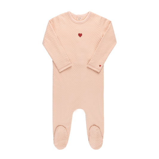 ELY'S & CO. PINK EMBROIDERED HEART FOOTIE