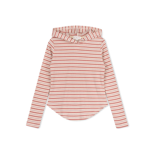 VELVETTE LABEL PINK STRIPE HOODED T-SHIRT