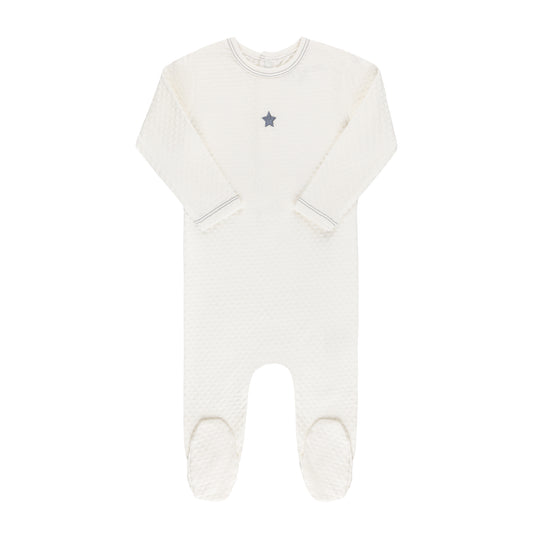ELY'S & CO. IVORY EMBROIDERED STAR FOOTIE