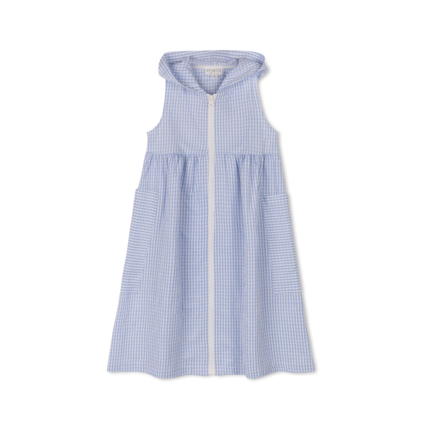 VELVETTE LABEL BLUE CHECKED HOODED DRESS