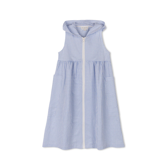 VELVETTE LABEL BLUE CHECKED HOODED DRESS