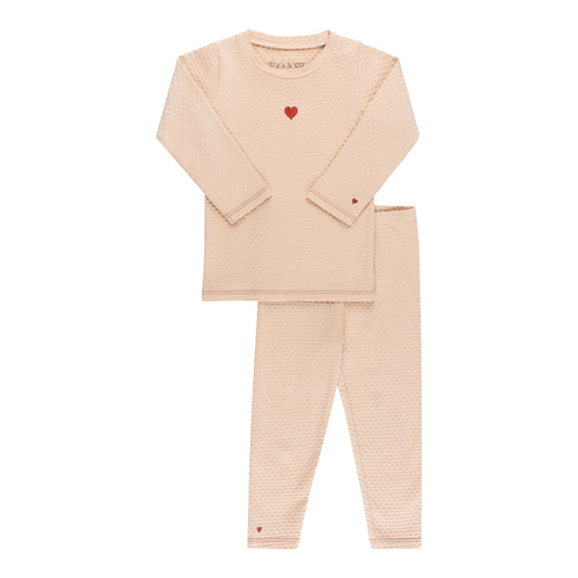 ELY'S & CO. PINK EMBROIDERED HEART LOUNGE SET