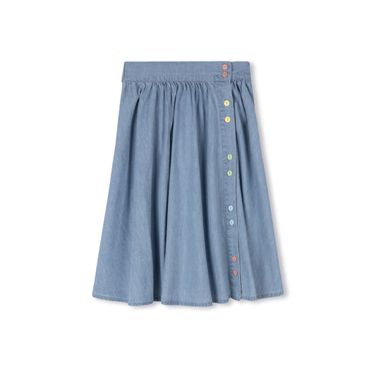 VELVETTE LABEL BLUE DENIM BUTTON SKIRT