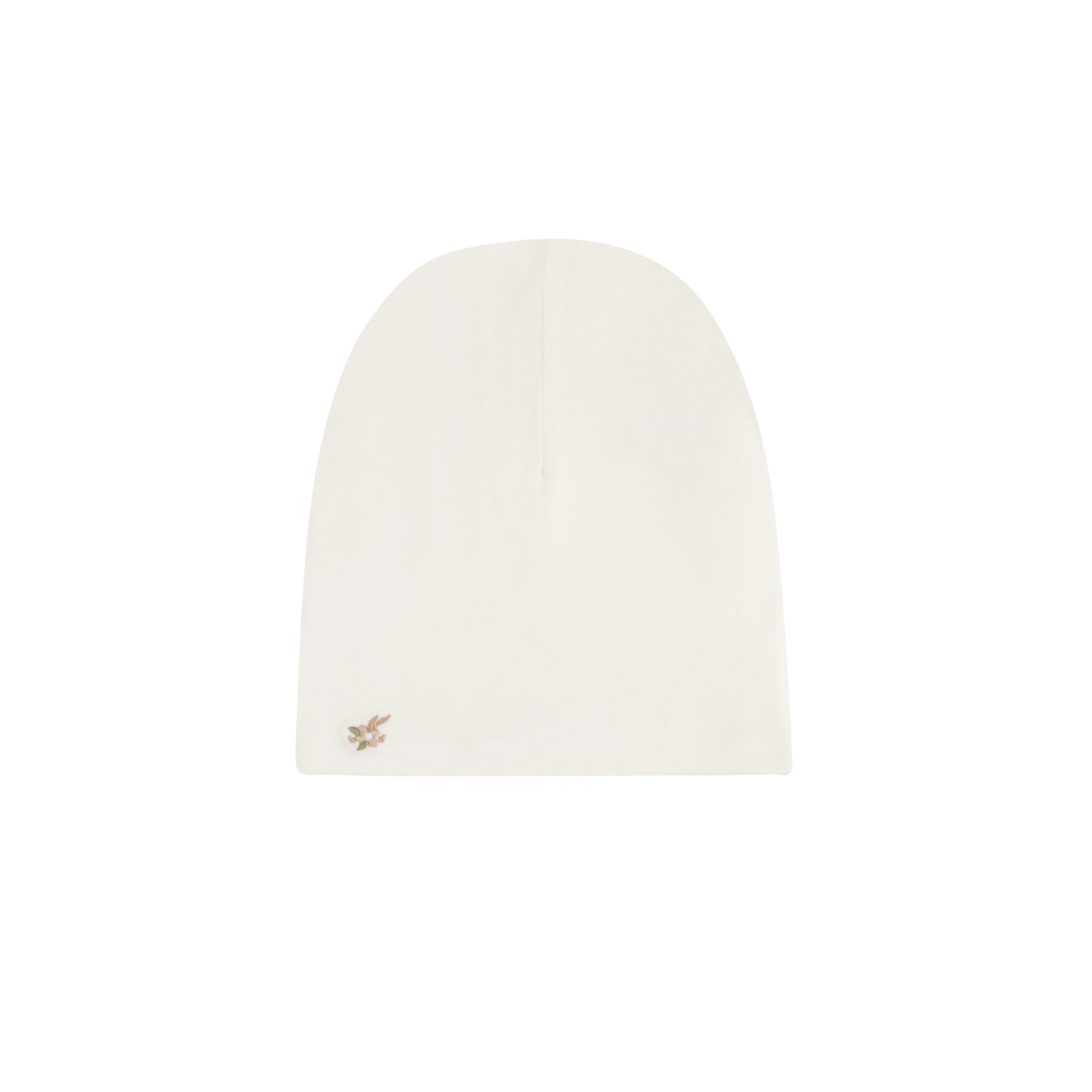 ELY'S & CO. IVORY RIBBED EMBROIDERED FLOWER BEANIE