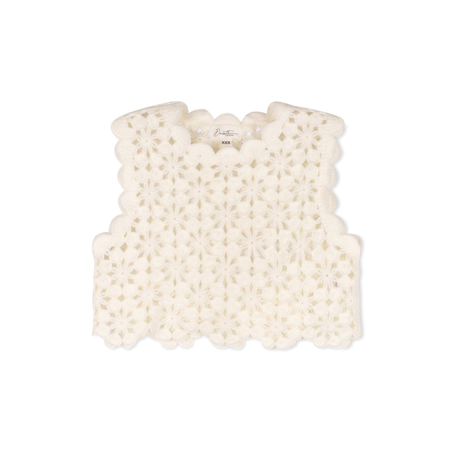 VELVETTE LABEL CREAM CROCHET FLOWER VEST