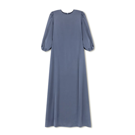 VELVETTE LABEL BLUE SILK PUFF SLEEVE DRESS