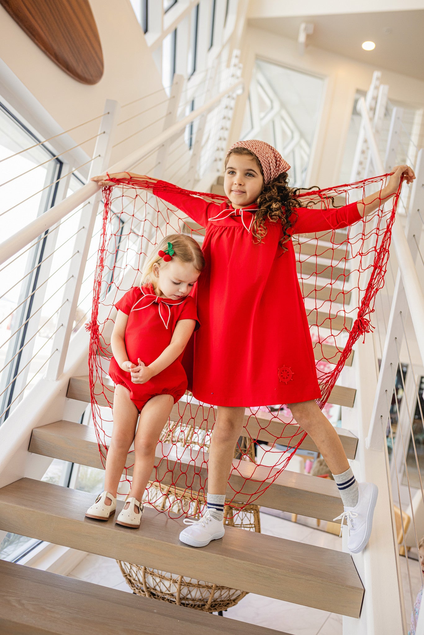 LIMONANA RED SAILOR TIE ROMPER