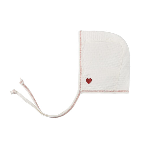 ELY'S & CO. IVORY EMBROIDERED HEART BONNET [FINAL SALE]