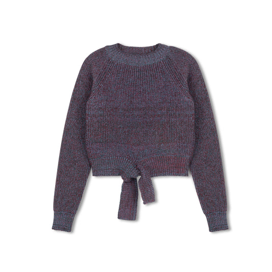 VELVETTE LABEL DENIM/PINK MARLED KNIT TIE SWEATER