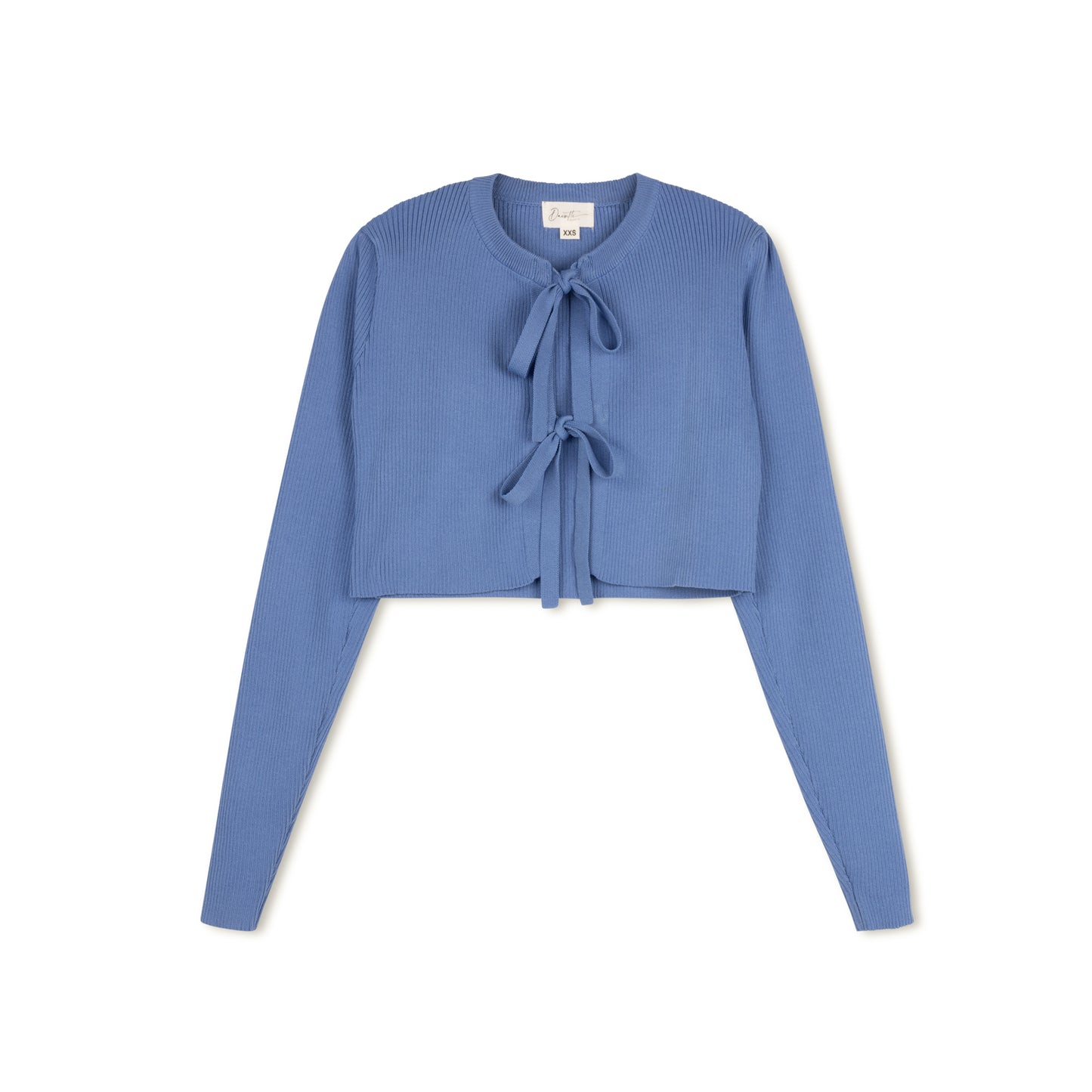 VELVETTE LABEL BLUE RIBBED TIE CARDIGAN