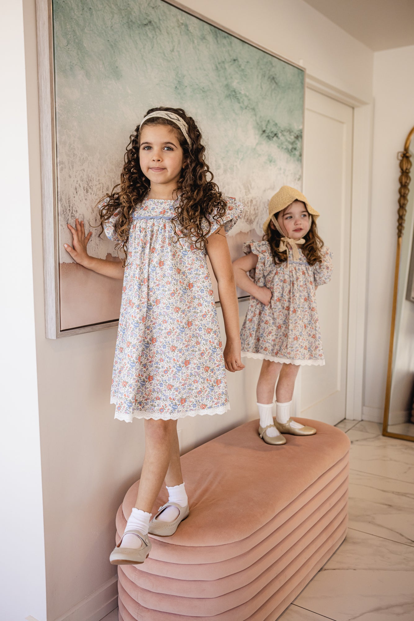 LIMONANA LIGHT BLUE/RED FLORAL DRESS