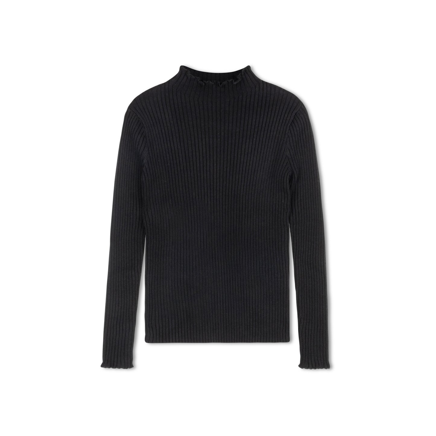 BYKE BLACK RIB KNIT MOCKNECK